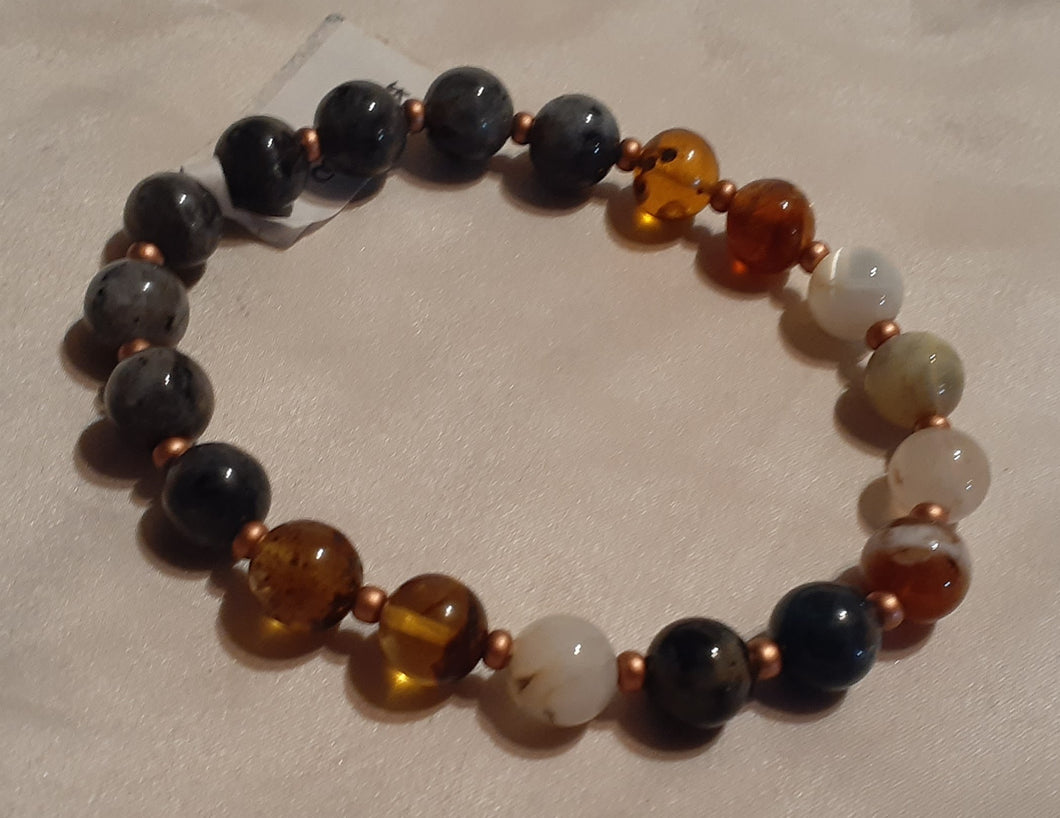 Opal, Amber & Labradorite bracelet