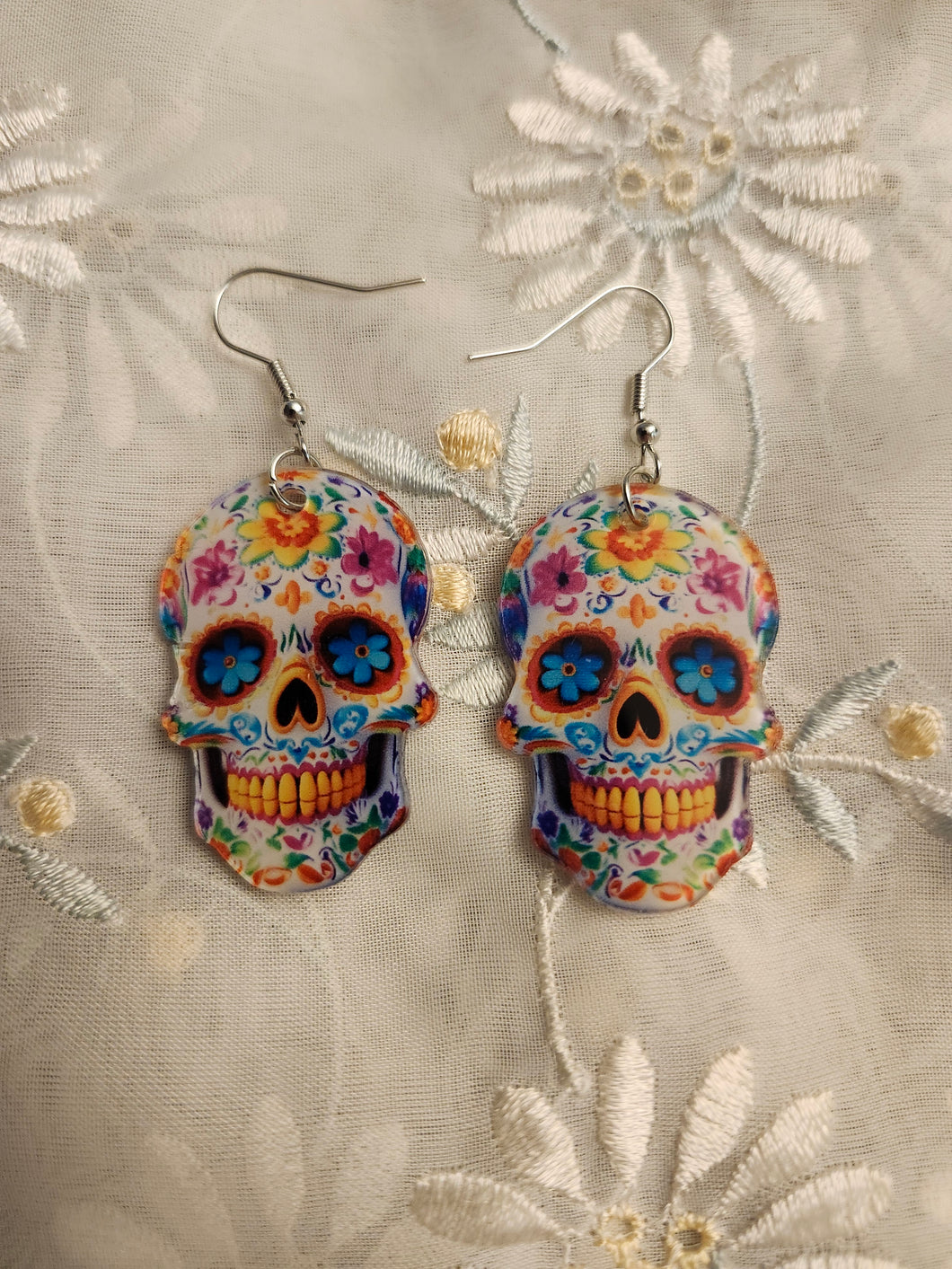 Flower Skull Earrings