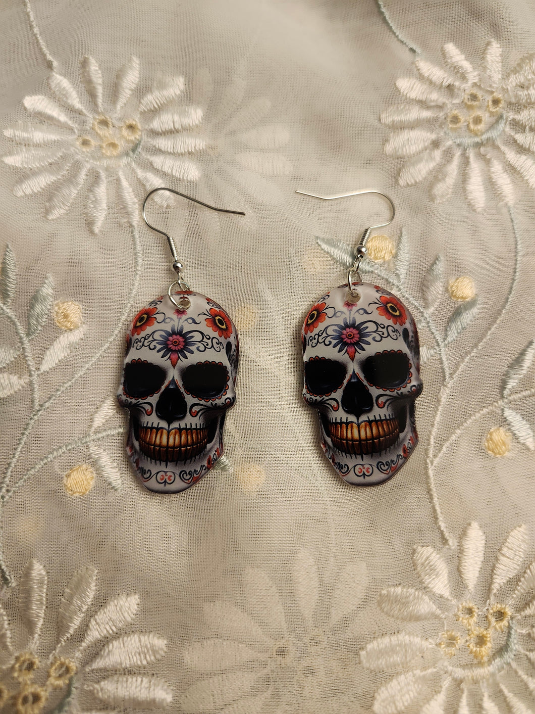 White Skull Earrings