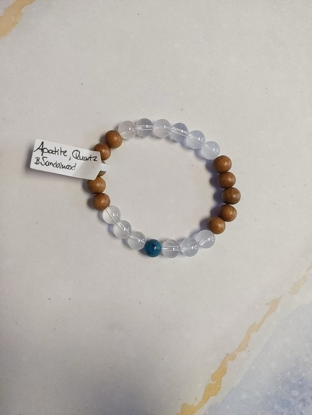 Apatite, Quartz & Sandalwood Bracelet