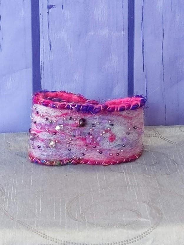 Pink Handcrafted Felt Bracelet