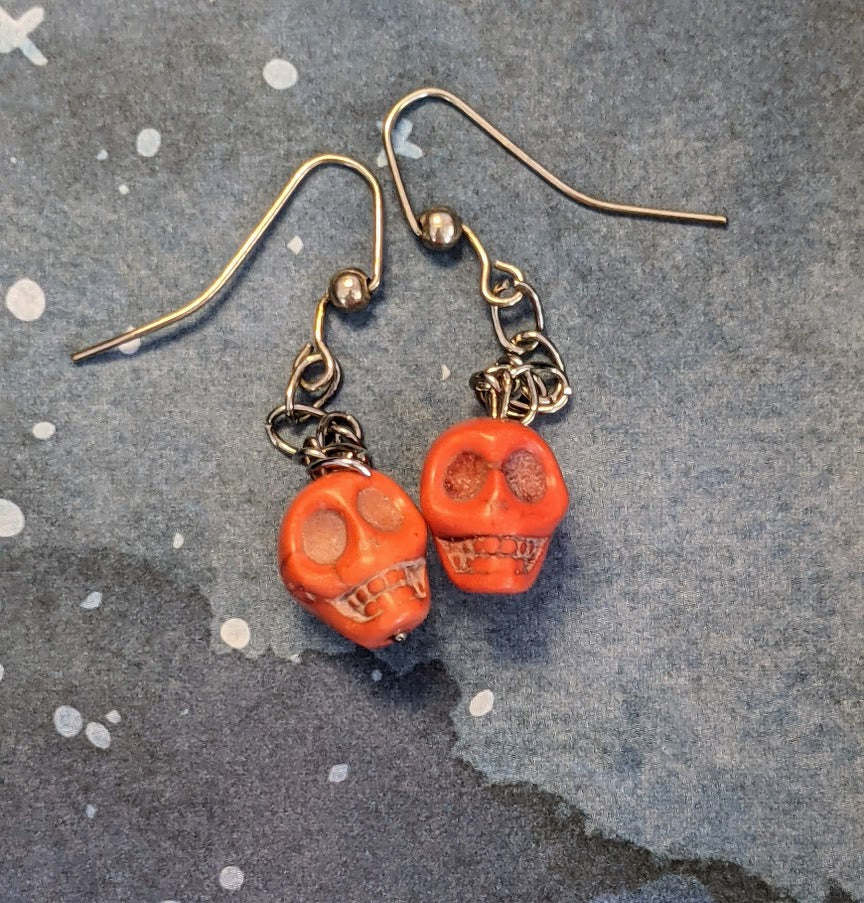 Red Skull Earrings