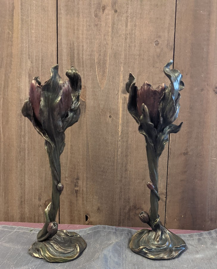 Gothic Rose Taper Candle Holders