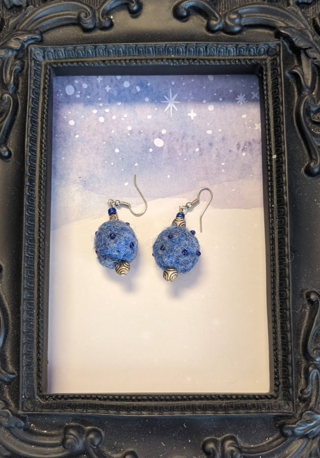 Deep Blue Handcrafted Felt Earrings